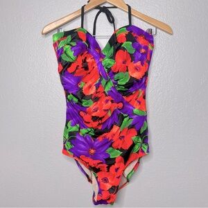 Carol Wíor Vintage 90s One Piece Swimsuit halter sz 14